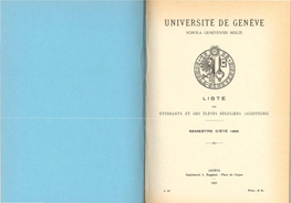Université De Genève Schola Genevensis Mdlix