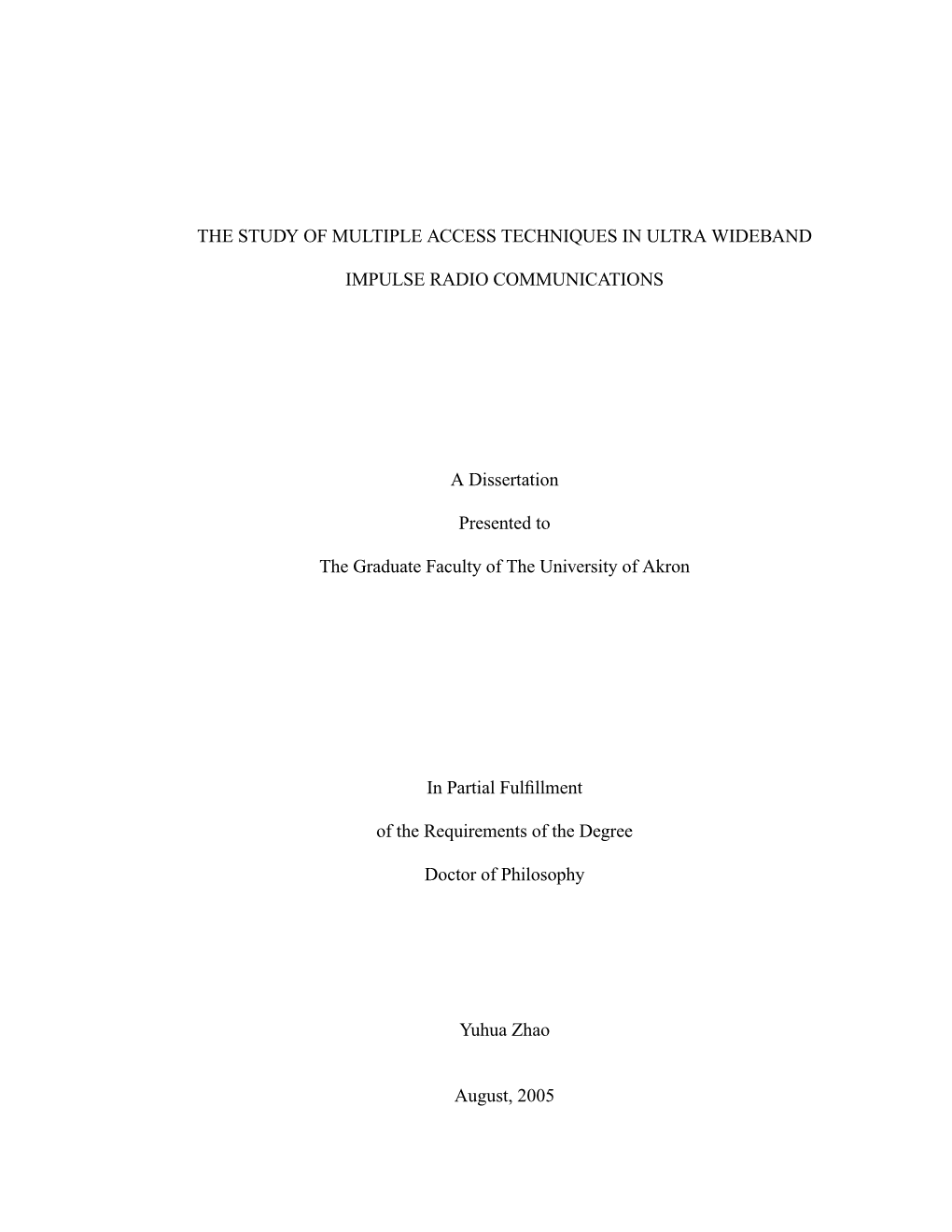 The Study of Multiple Access Techniques in Ultra Wideband