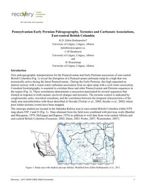 Pennsylvanian-Early Permian Paleogeography, Tectonics and Carbonate Associations, East-Central British Columbia K.D