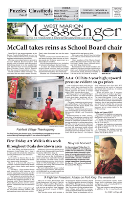 Mccall Takes Reins As School Board Chair Beth Mccall, the Newest Member of the That’S When Stacy Cast Her Vote for Angie Board in 2010 and Again in 2014