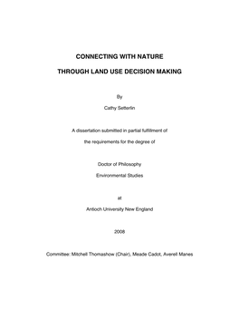 Connecting with Nature Through Land Use Decision