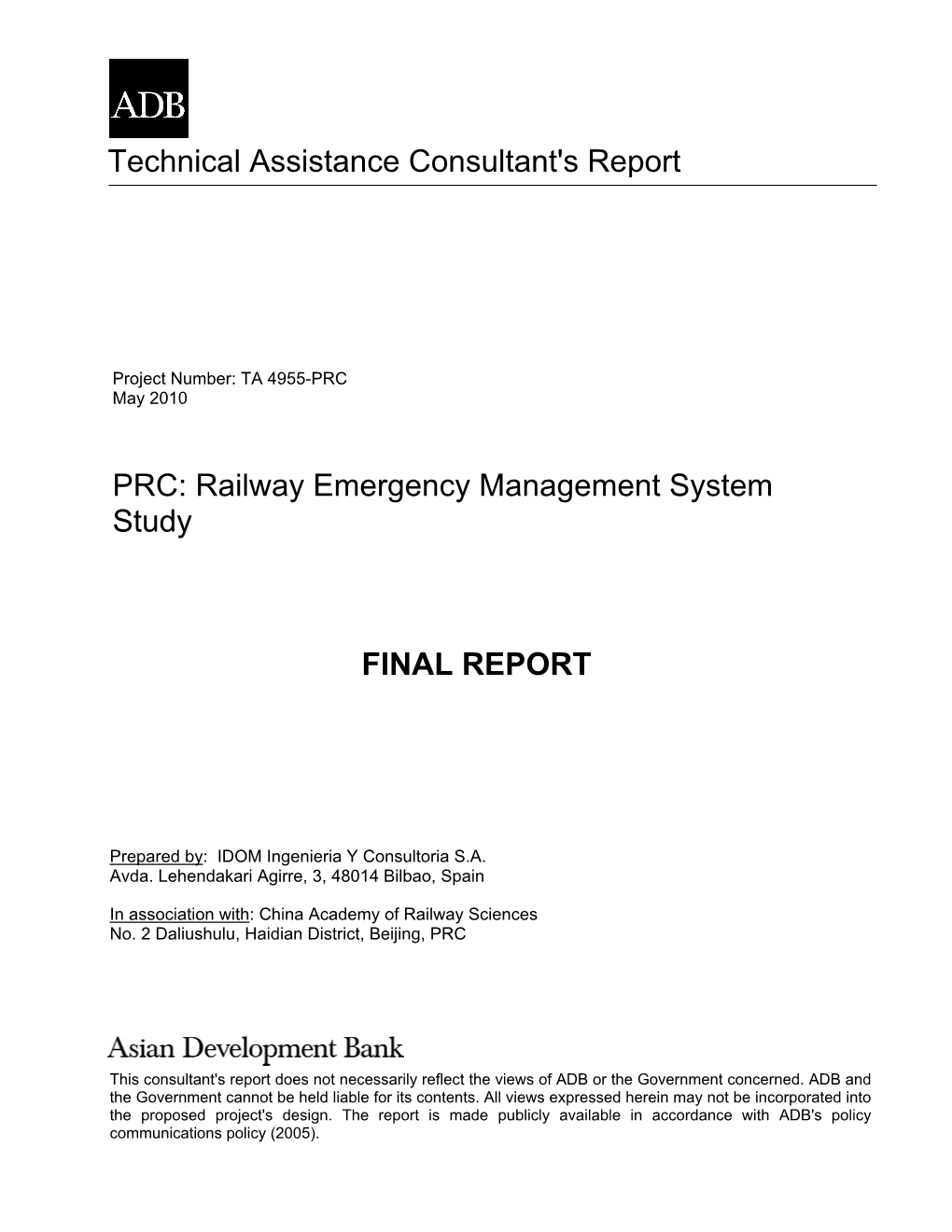 PRC: Railway Emergency Management System Study FINAL