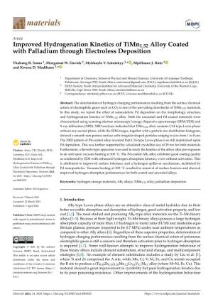 Improved Hydrogenation Kinetics of Timn1.52 Alloy Coated with Palladium Through Electroless Deposition