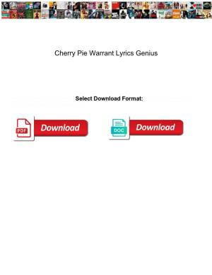 Cherry Pie Warrant Lyrics Genius