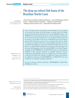 The Deep Sea Teleost Fish Fauna of the Brazilian North Coast