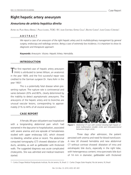 Right Hepatic Artery Aneurysm