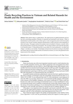 Plastic Recycling Practices in Vietnam and Related Hazards for Health and the Environment