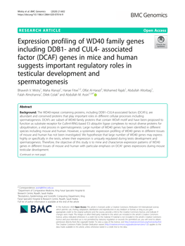 Expression Profiling of WD40 Family Genes Including DDB1- and CUL4