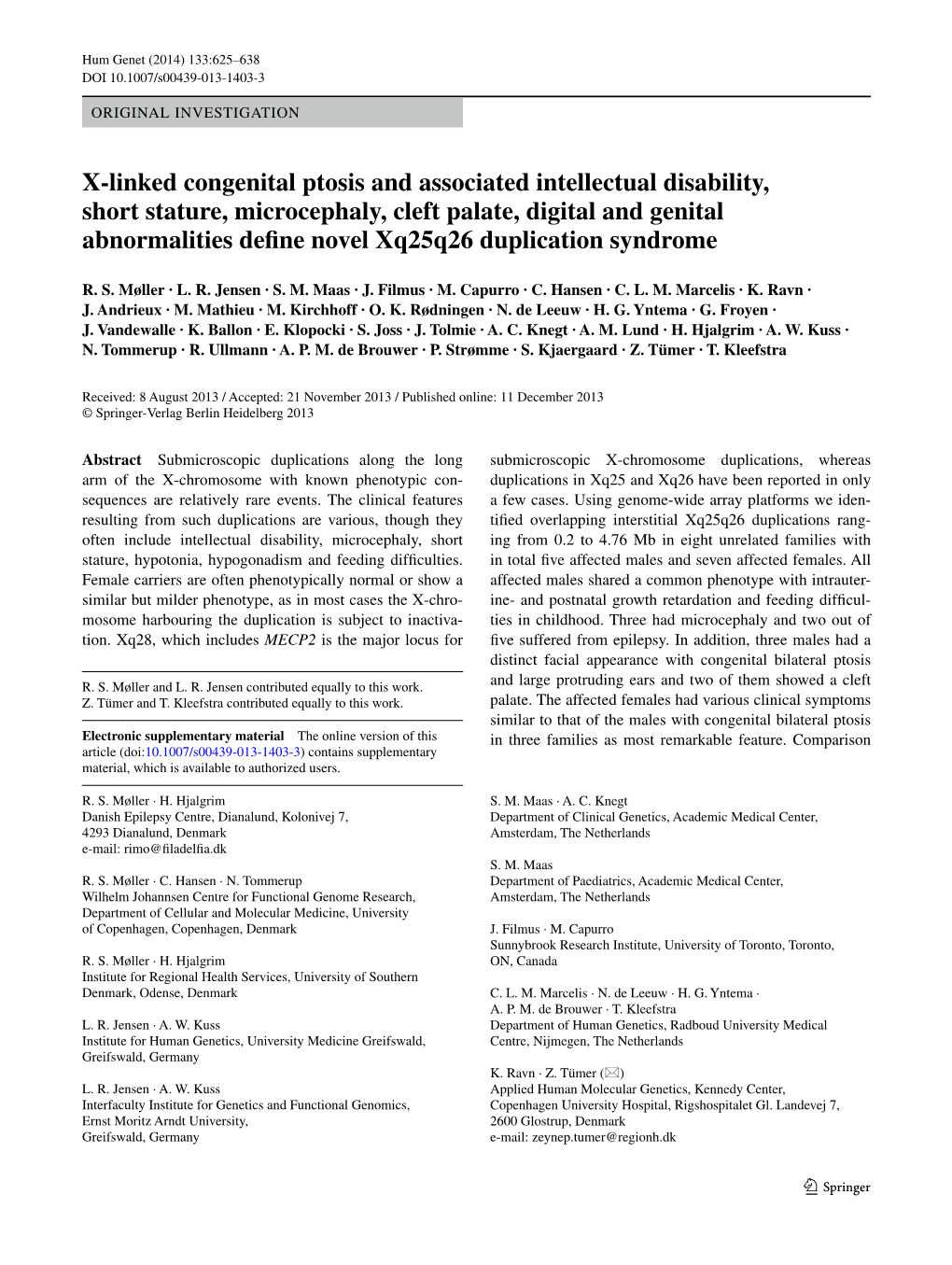 X‑Linked Congenital Ptosis and Associated Intellectual Disability