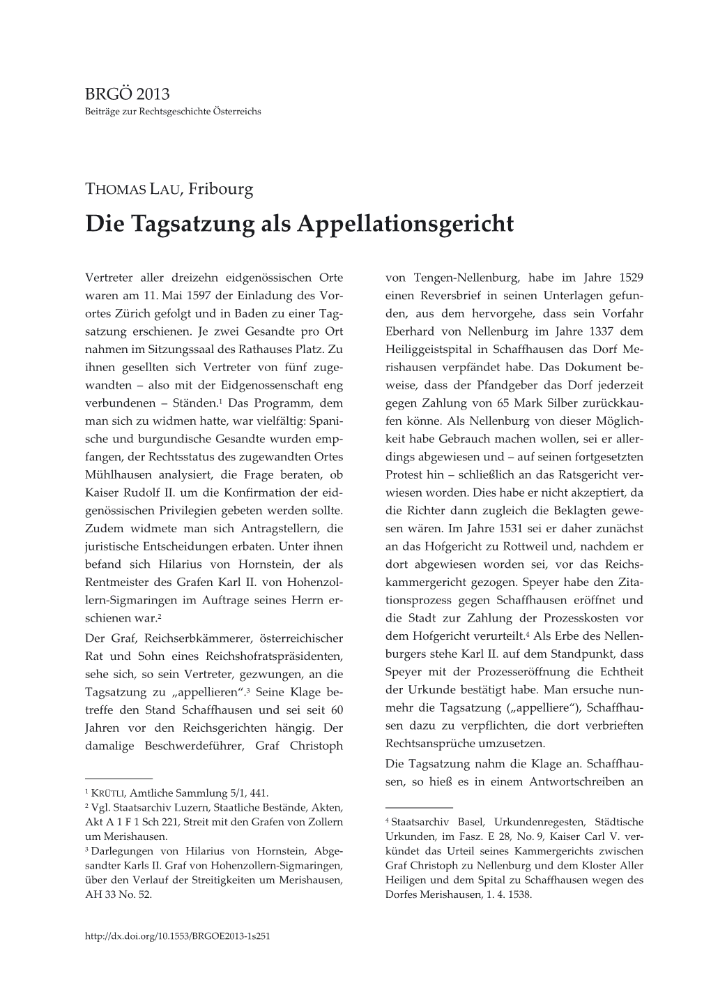 Die Tagsatzung Als Appellationsgericht