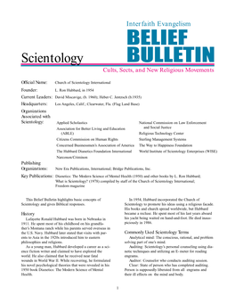 Scientology BULLETIN Cults, Sects, and New Religious Movements