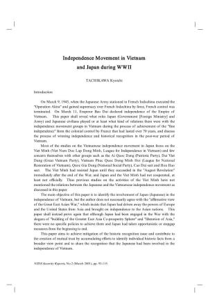 Independence Movement in Vietnam and Japan During WWII