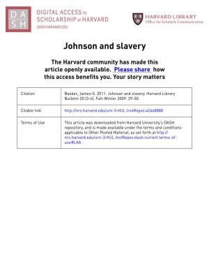 Johnson and Slavery