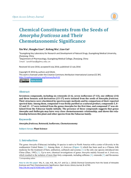Chemical Constituents from the Seeds of Amorpha Fruticosa and Their Chemotaxonomic Significance