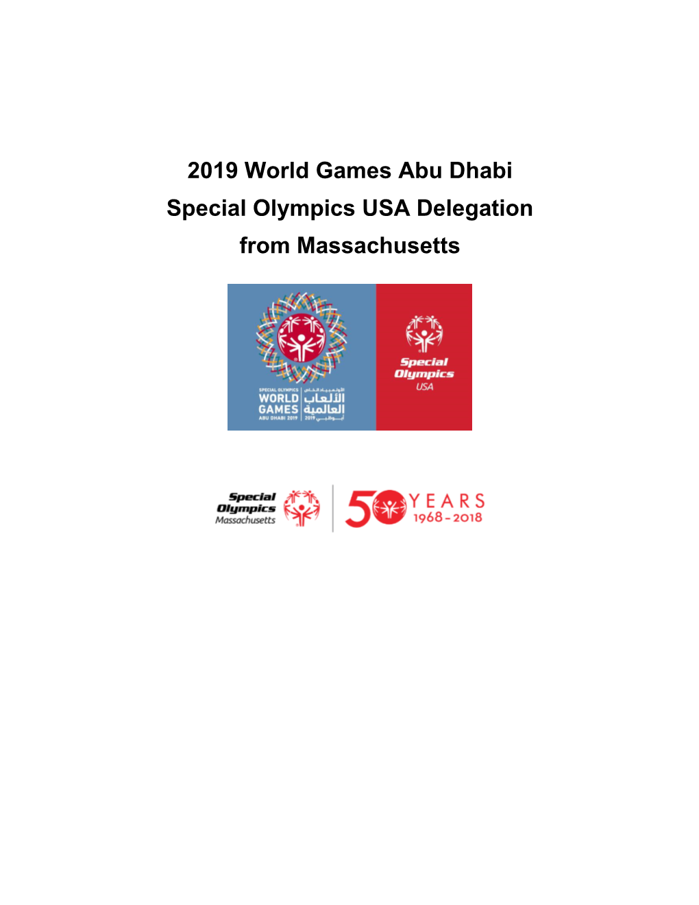 2019 World Games Abu Dhabi Special Olympics USA Delegation from Massachusetts