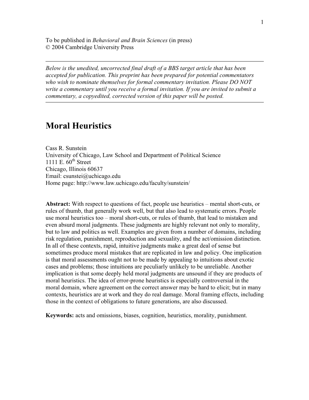 Moral Heuristics