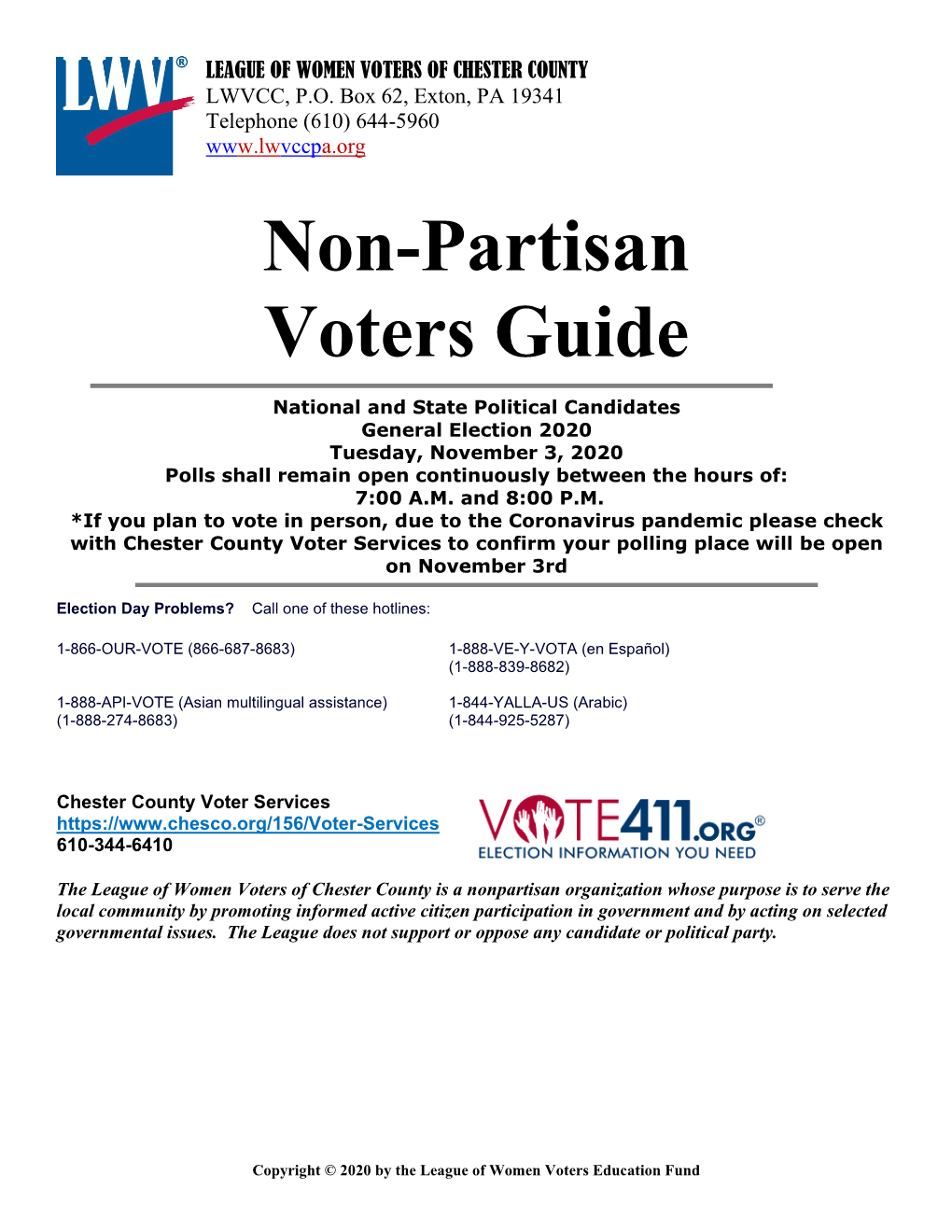 League of Women Voters of Pennsylvania 2020 Primary Guide