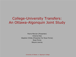 Transfer Students at Algonquin College and the University of Ottawa