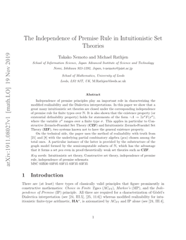 The Independence of Premise Rule in Intuitionistic Set Theories