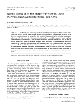 Seasonal Change of the Skin Morphology of Muddy Loach, Misgurnus Anguillicaudatus (Cobitidae) from Korea