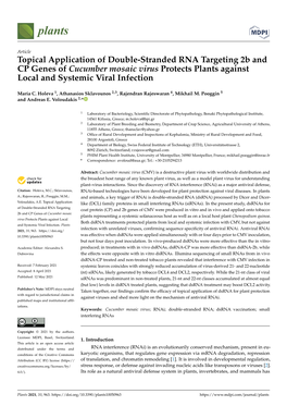 Topical Application of Double-Stranded RNA Targeting 2B and CP Genes of Cucumber Mosaic Virus Protects Plants Against Local and Systemic Viral Infection