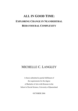 All in Good Time: Michelle C. Langley