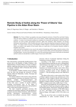 'Power of Siberia' Gas Pipeline in the Aldan River Basin