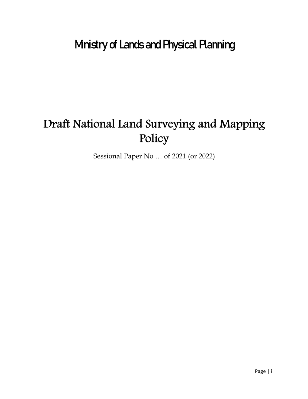 Draft National Land Surveying and Mapping Policy, 2021