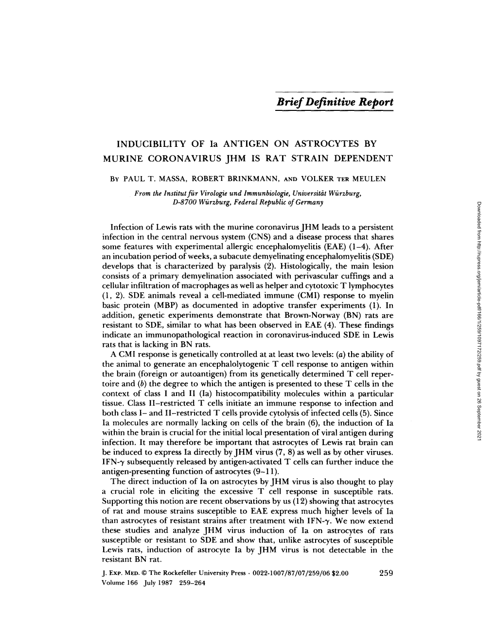 INDUCIBILITY of La ANTIGEN on ASTROCYTES by MURINE CORONAVIRUS JHM IS RAT STRAIN DEPENDENT