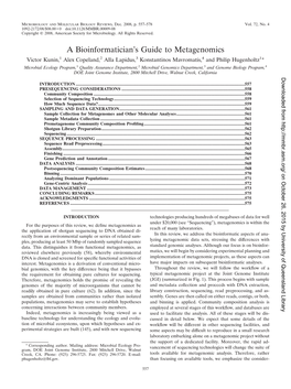 A Bioinformatician's Guide to Metagenomics