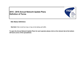 2015 - 2016 Annual Network Update Plans Definition of Terms