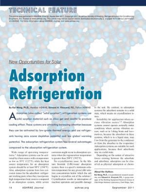 Adsorption Refrigeration