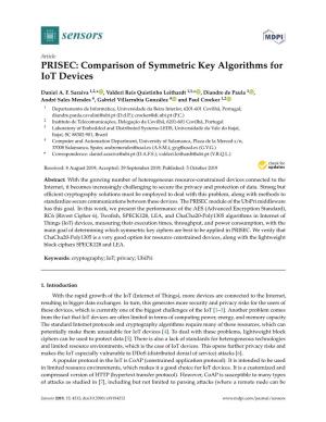 Comparison of Symmetric Key Algorithms for Iot Devices