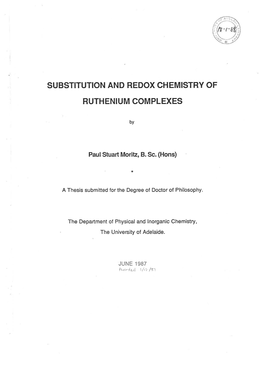 Substitution and Redox Chemistry of Ruthenium Complexes