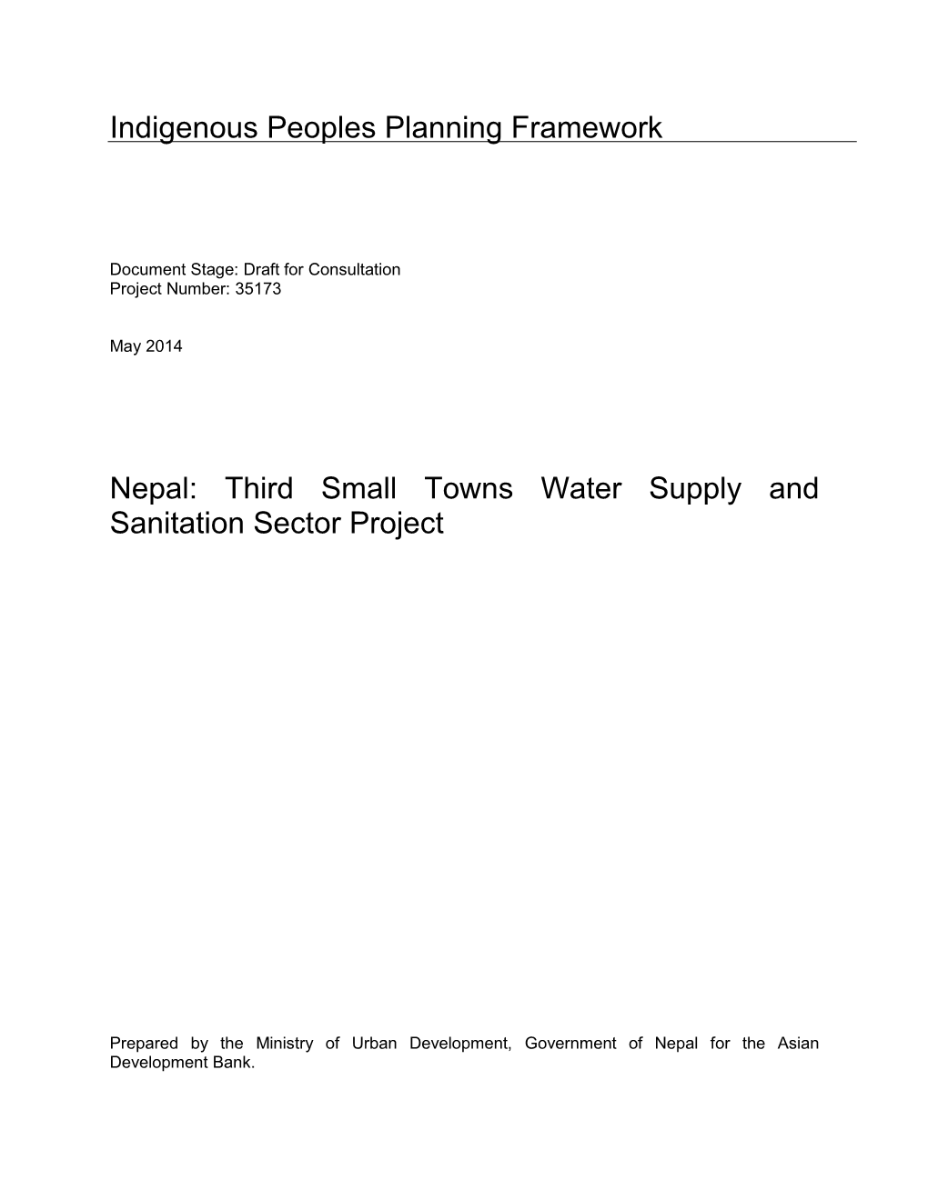 Nepal: Third Small Towns Water Supply and Sanitation Sector Project