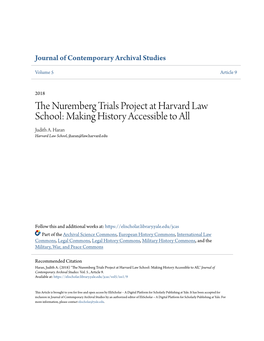 The Nuremberg Trials Project at Harvard Law School: Making History Accessible to All