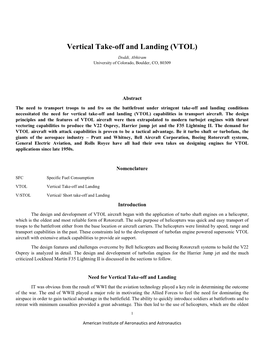 Vertical Take-Off and Landing (VTOL)