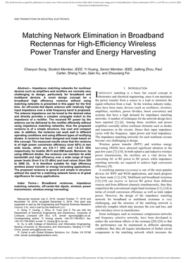 Matching Network Elimination in Broadband Rectennas for High-Efficiency Wireless Power Transfer and Energy Harvesting