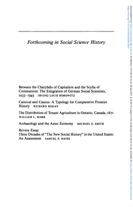 Forthcoming in Social Science History