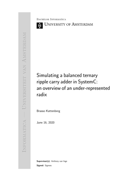 Simulating a Balanced Ternary Ripple Carry Adder in Systemc: an Overview of an Under-Represented Radix