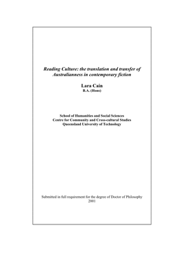 Lara Cain Thesis