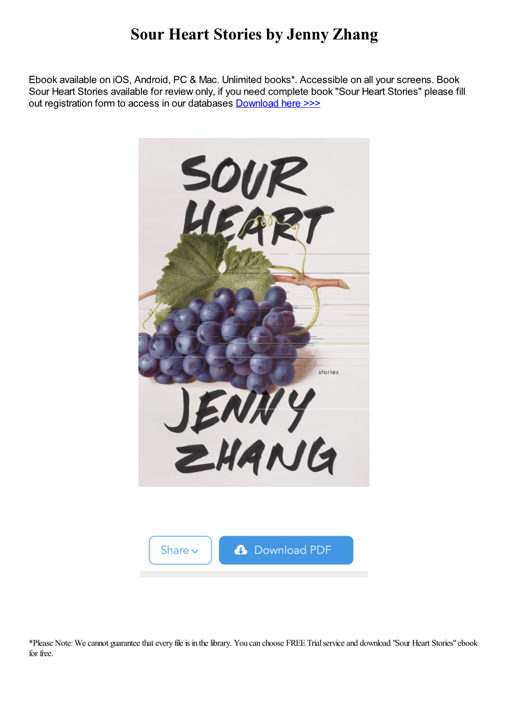 Sour Heart Stories by Jenny Zhang