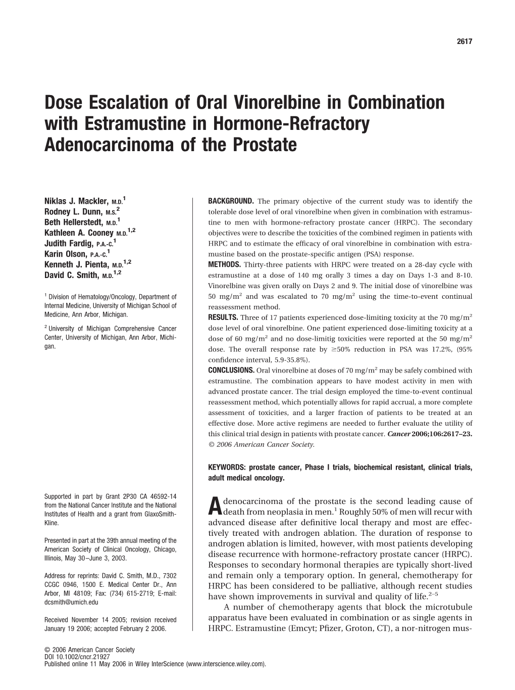 Dose Escalation of Oral Vinorelbine in Combination with Estramustine in Hormone-Refractory Adenocarcinoma of the Prostate