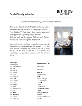 Family Friendly Airline List