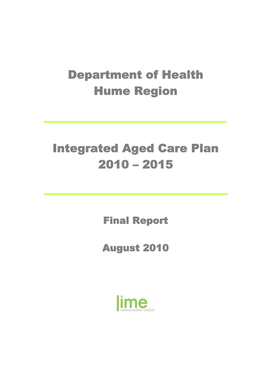 Hume Integrated Aged Care Plan
