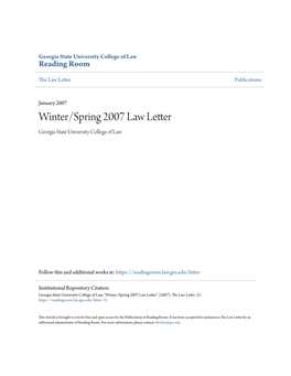 Winter/Spring 2007 Law Letter Georgia State University College of Law