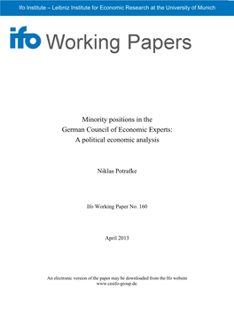 Minority Positions in the German Council of Economic Experts: a Political Economic Analysis