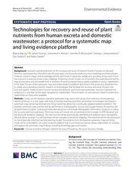 Technologies for Recovery and Reuse of Plant Nutrients from Human