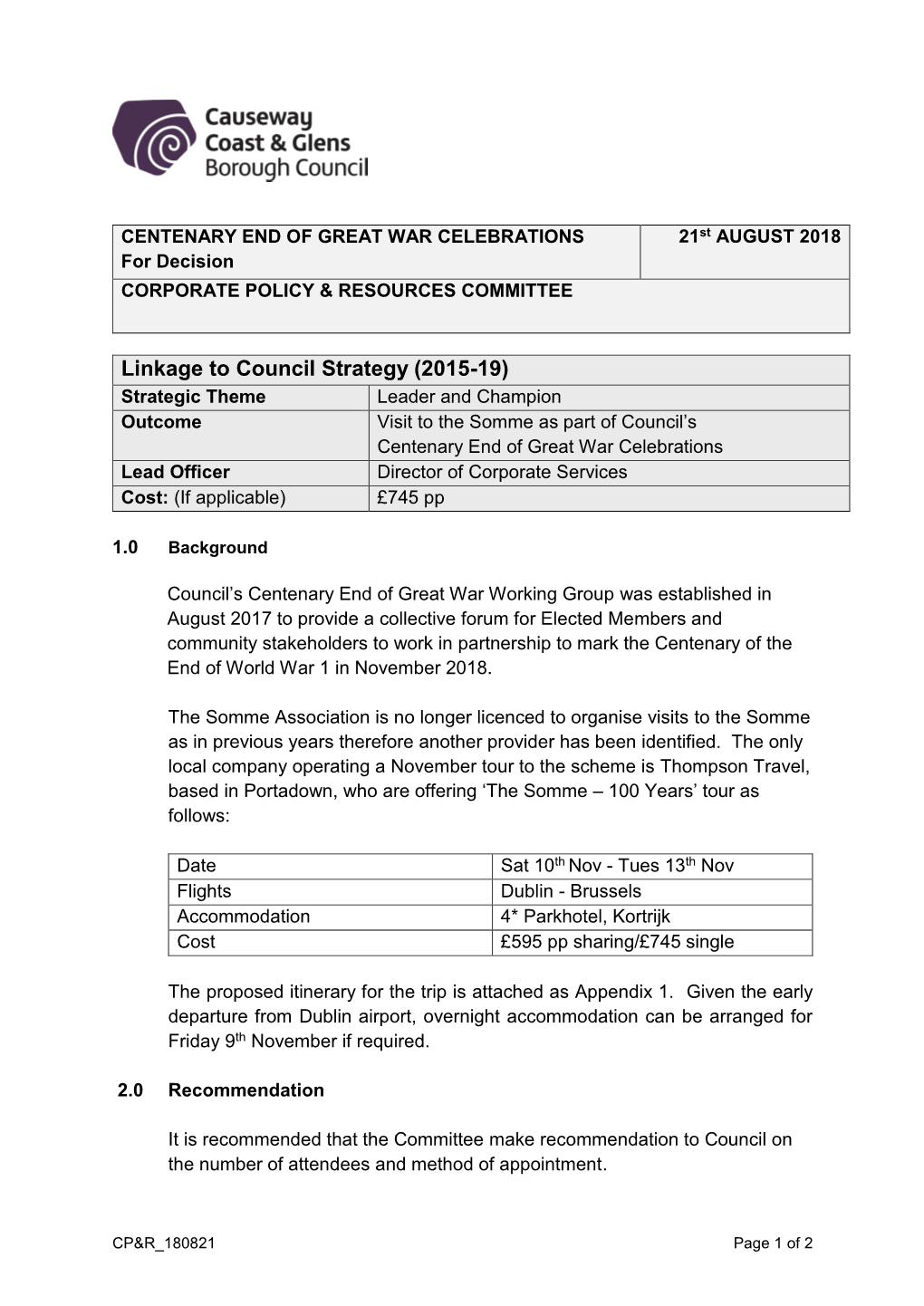 Linkage to Council Strategy