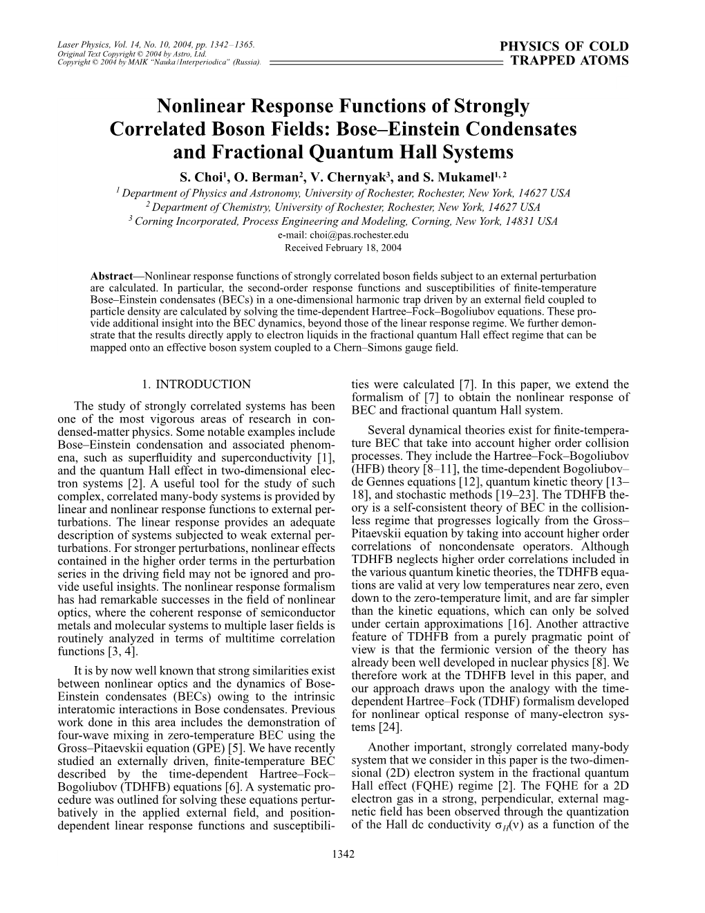 Bose–Einstein Condensates and Fractional Quantum Hall System